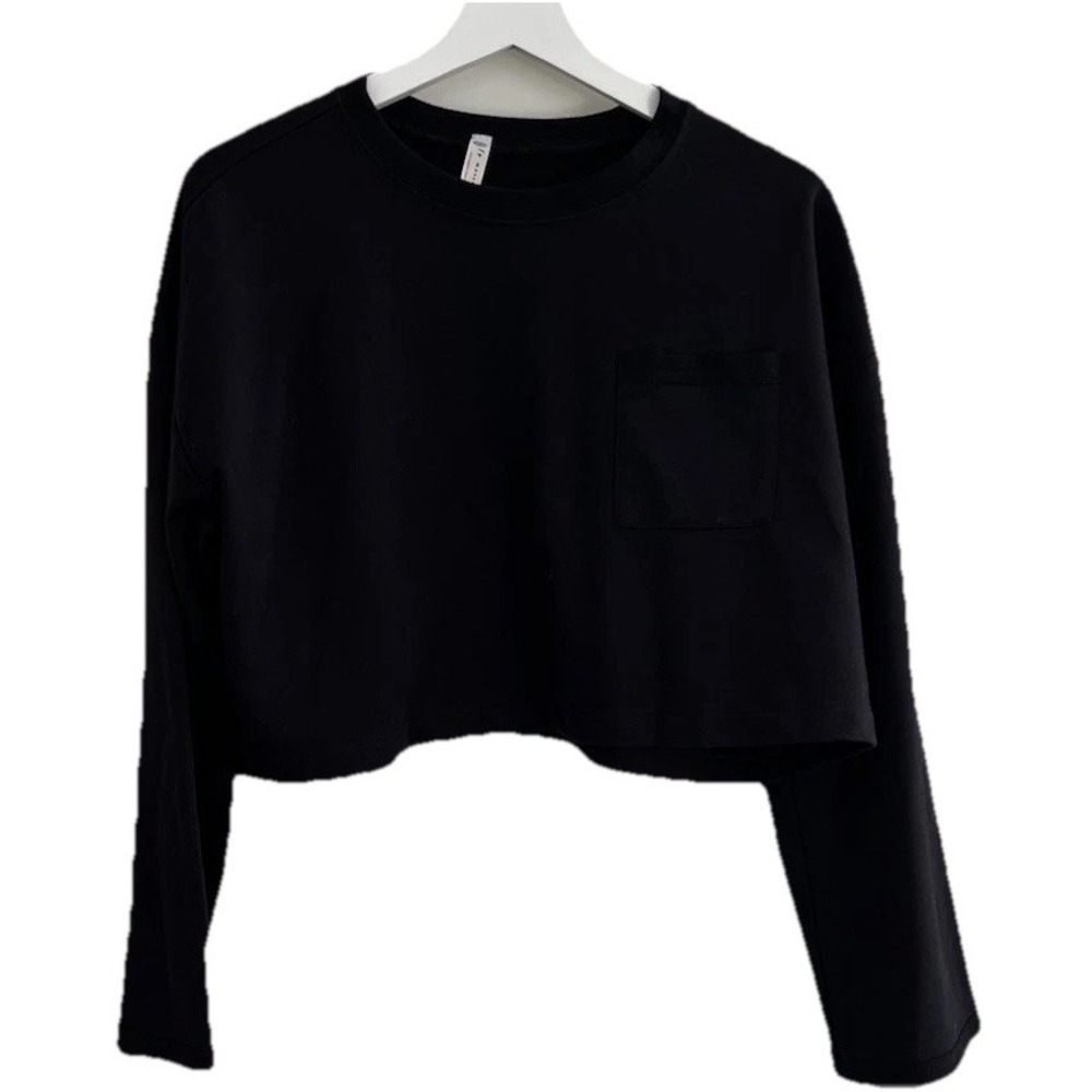 NEW Free People Movement Sunny Crop Sweatshirt Black Size S - Picture 2 of 8